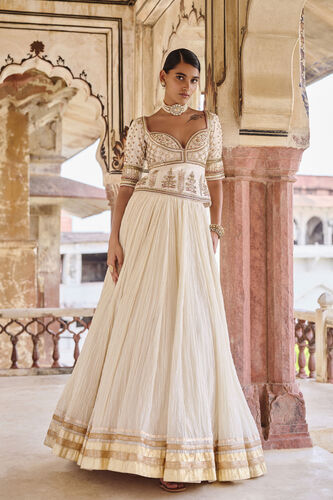 Amara Gota Patti Mul Lehenga Set - Natural, Natural, image 3