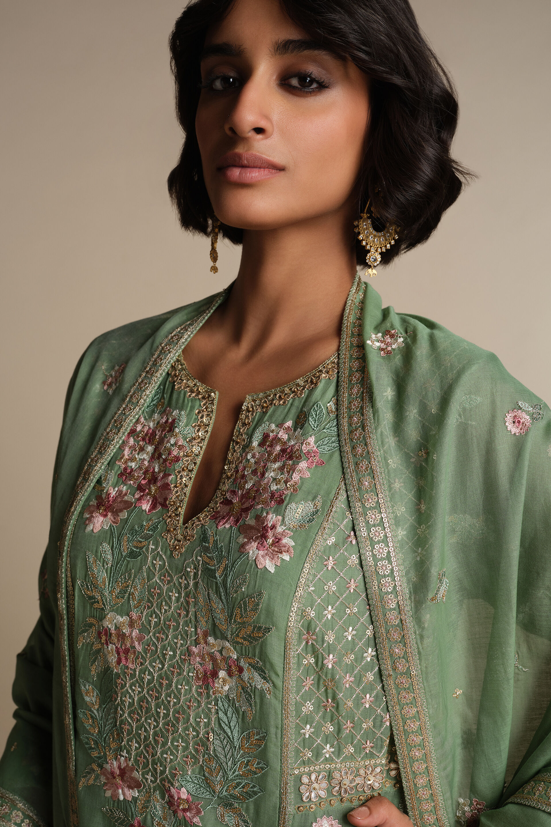 Avayah Embroidered Mul Suit Set - Sage, Sage, image 5