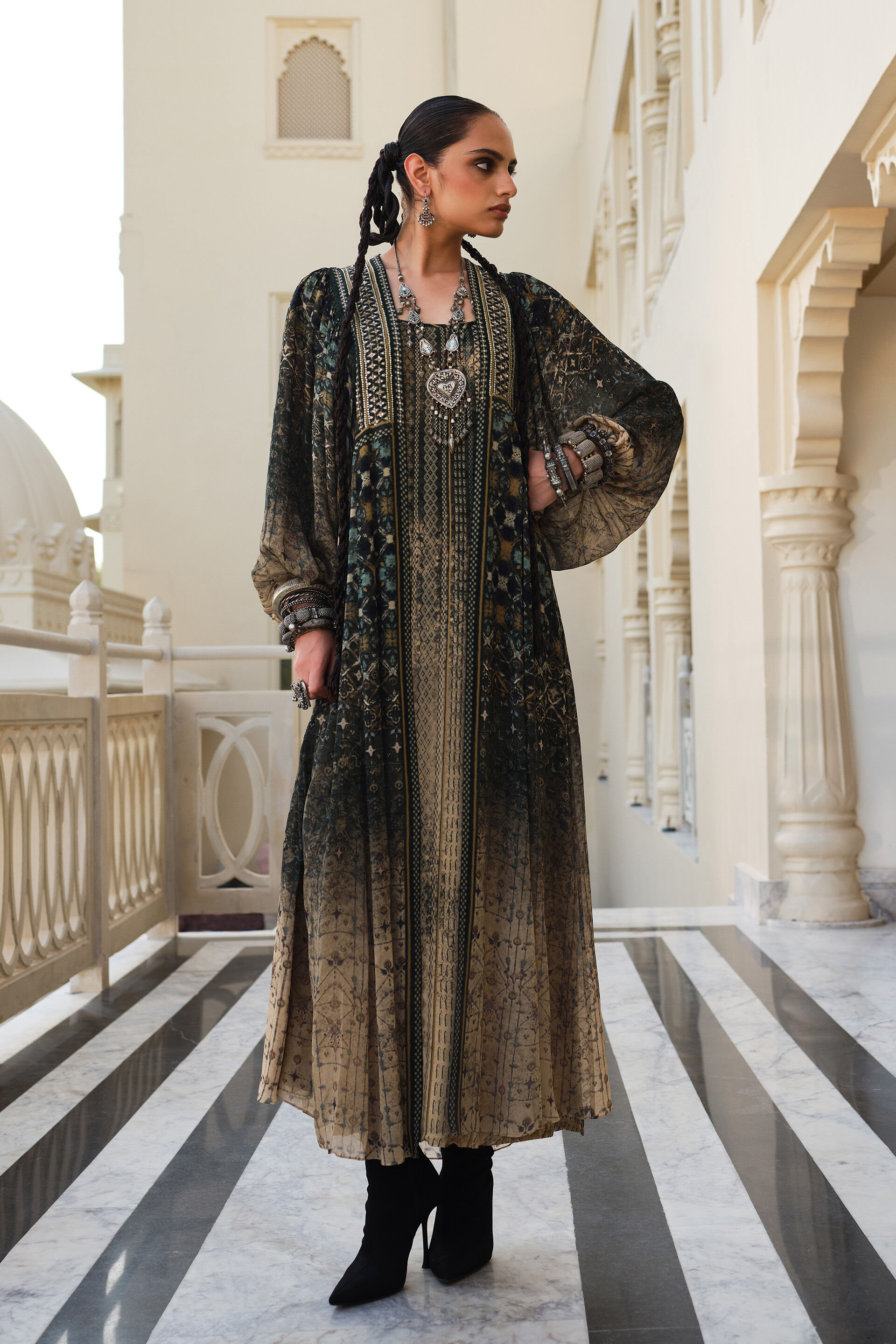 Lore Green Sequinned Kaftan
