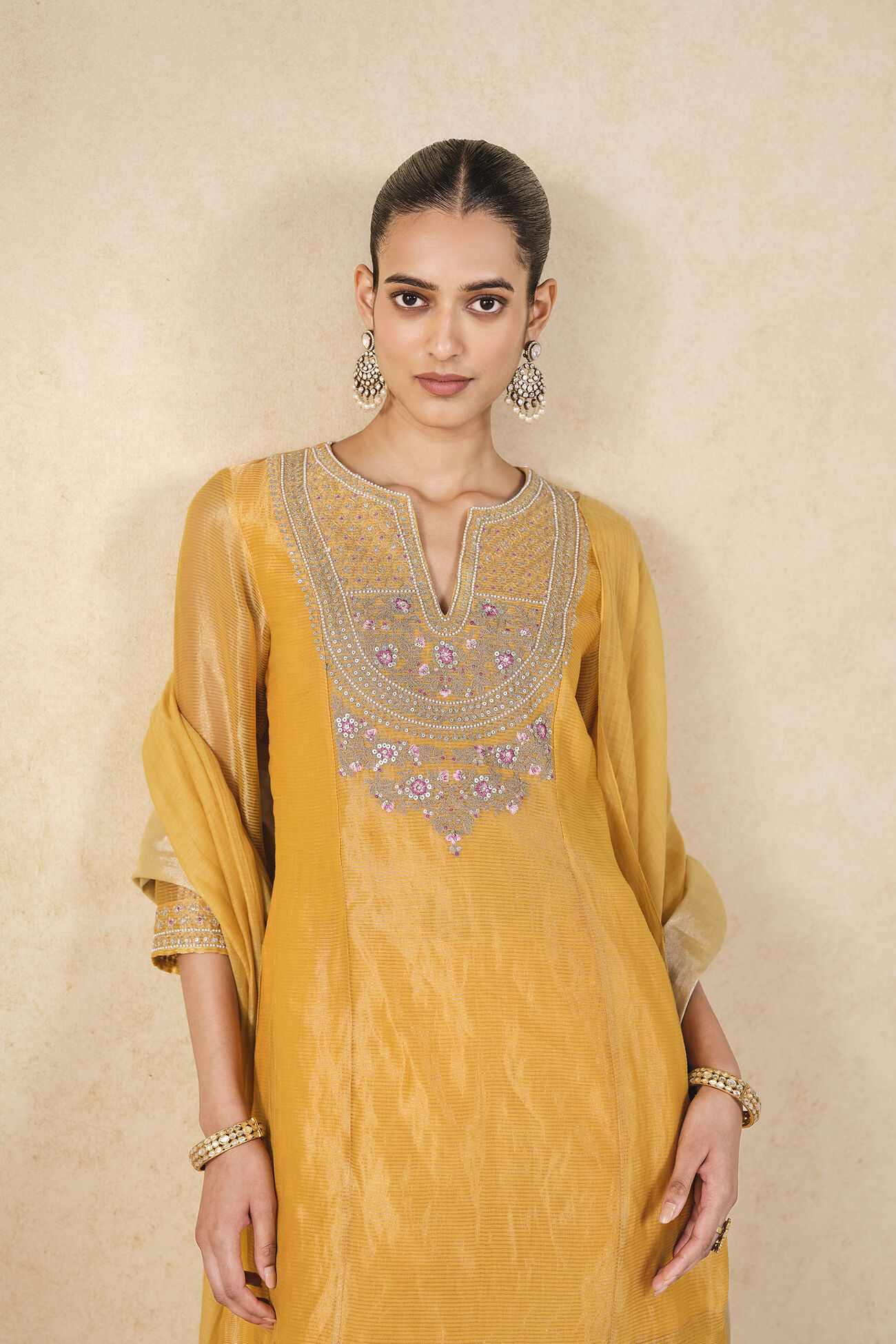 Umbra Embroidered Sharara Set - Yellow, Yellow, image 4