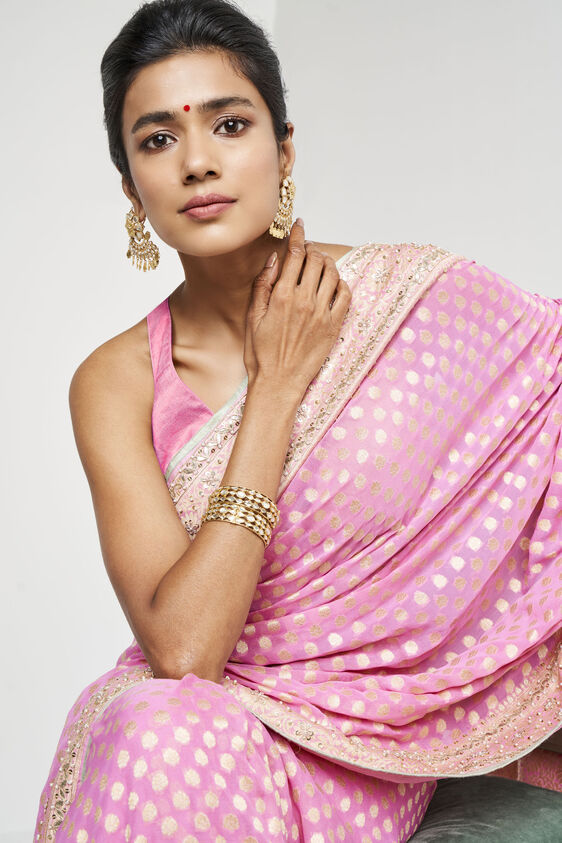 Ekisha Benarasi Saree - Pink, , image 6