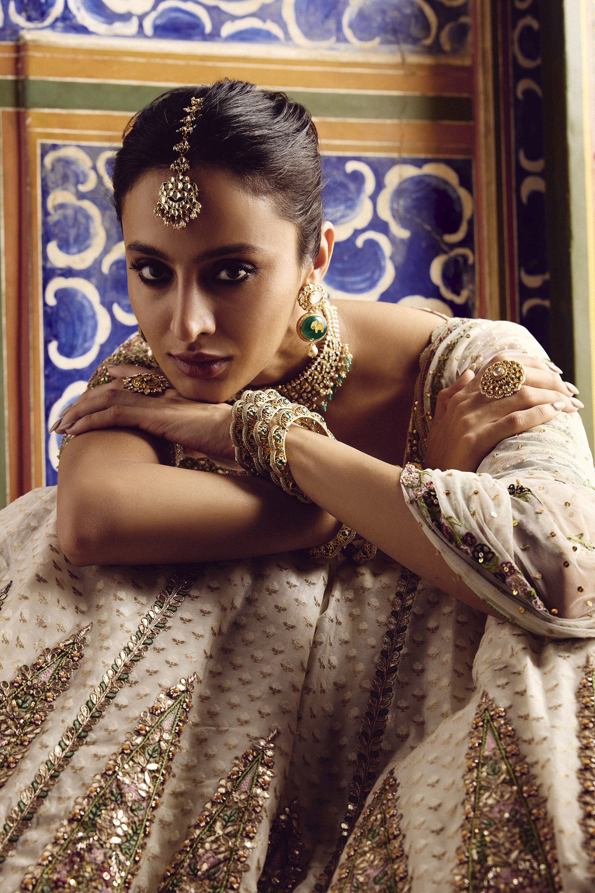 Sarojam Handwoven Benarasi Lehenga Set - Ivory, Ivory, image 8