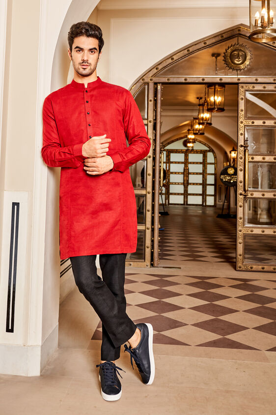 Hridaan Kurta, Maroon, image 1