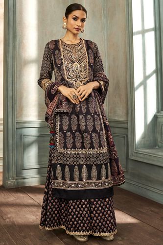 4 - Tarita Ajrakh Sharara Set – Black, image 4