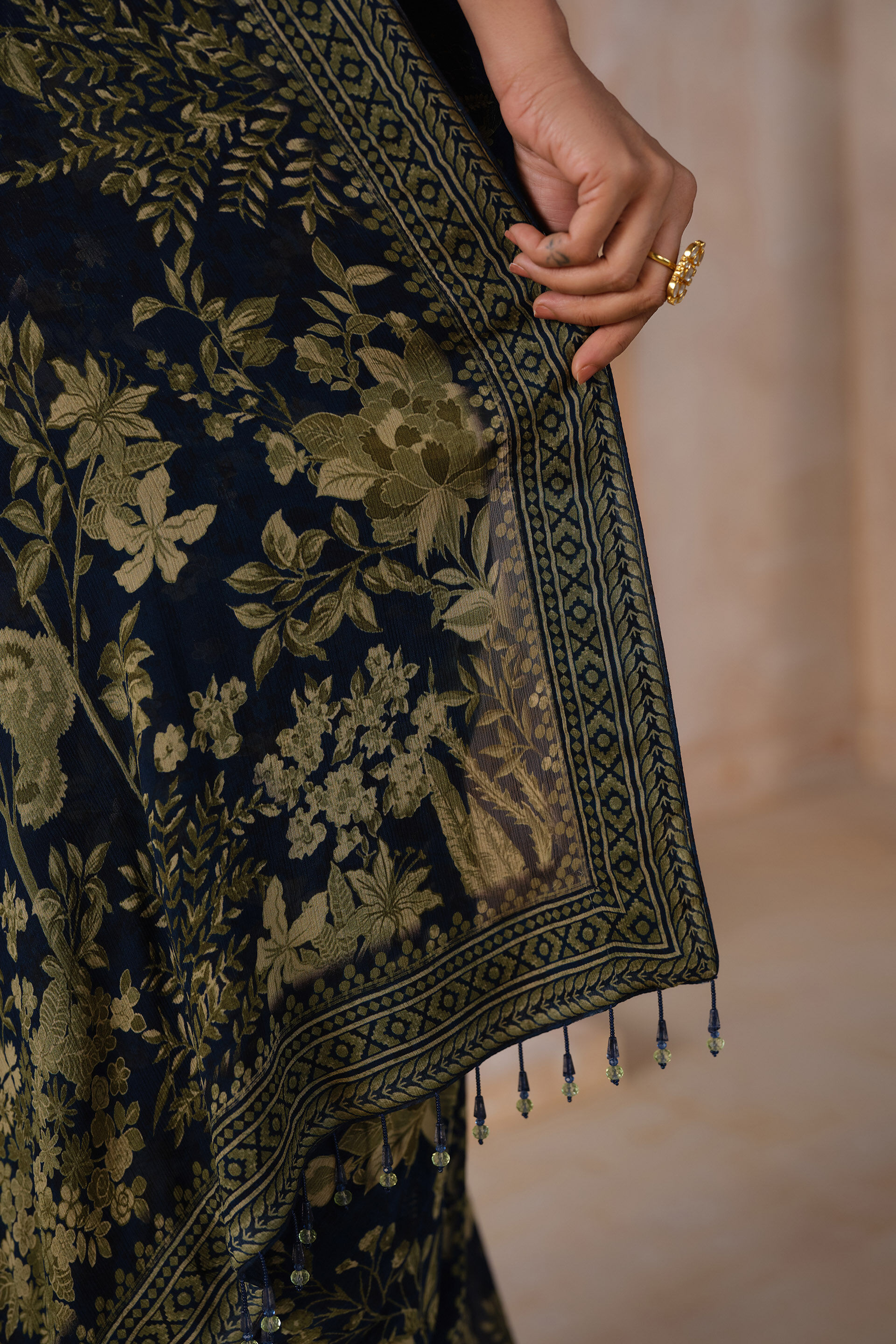Amapola Chiffon Saree - Blue, Blue, image 6