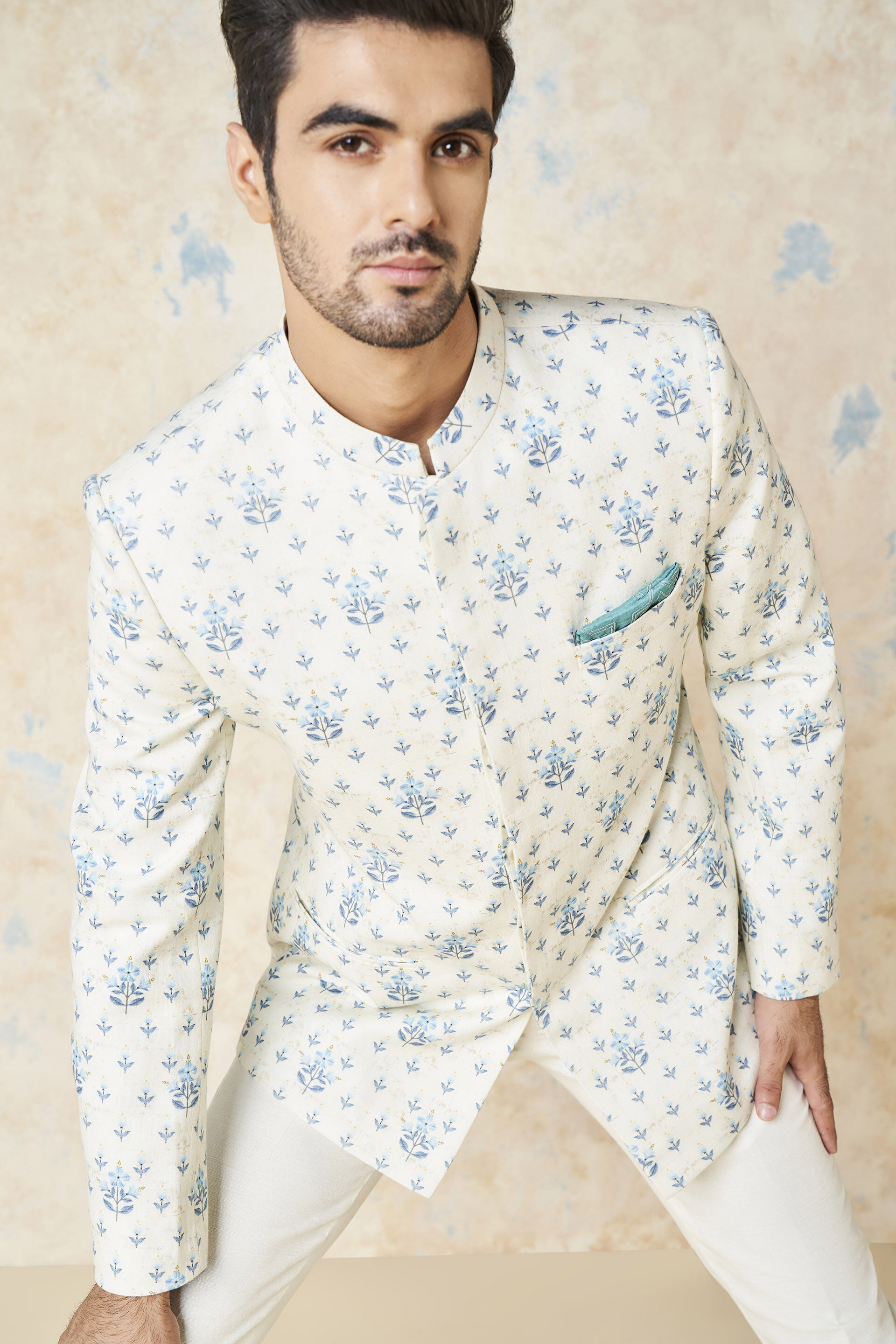 Idhayan Linen Bandhgala - Ivory, Ivory, image 6