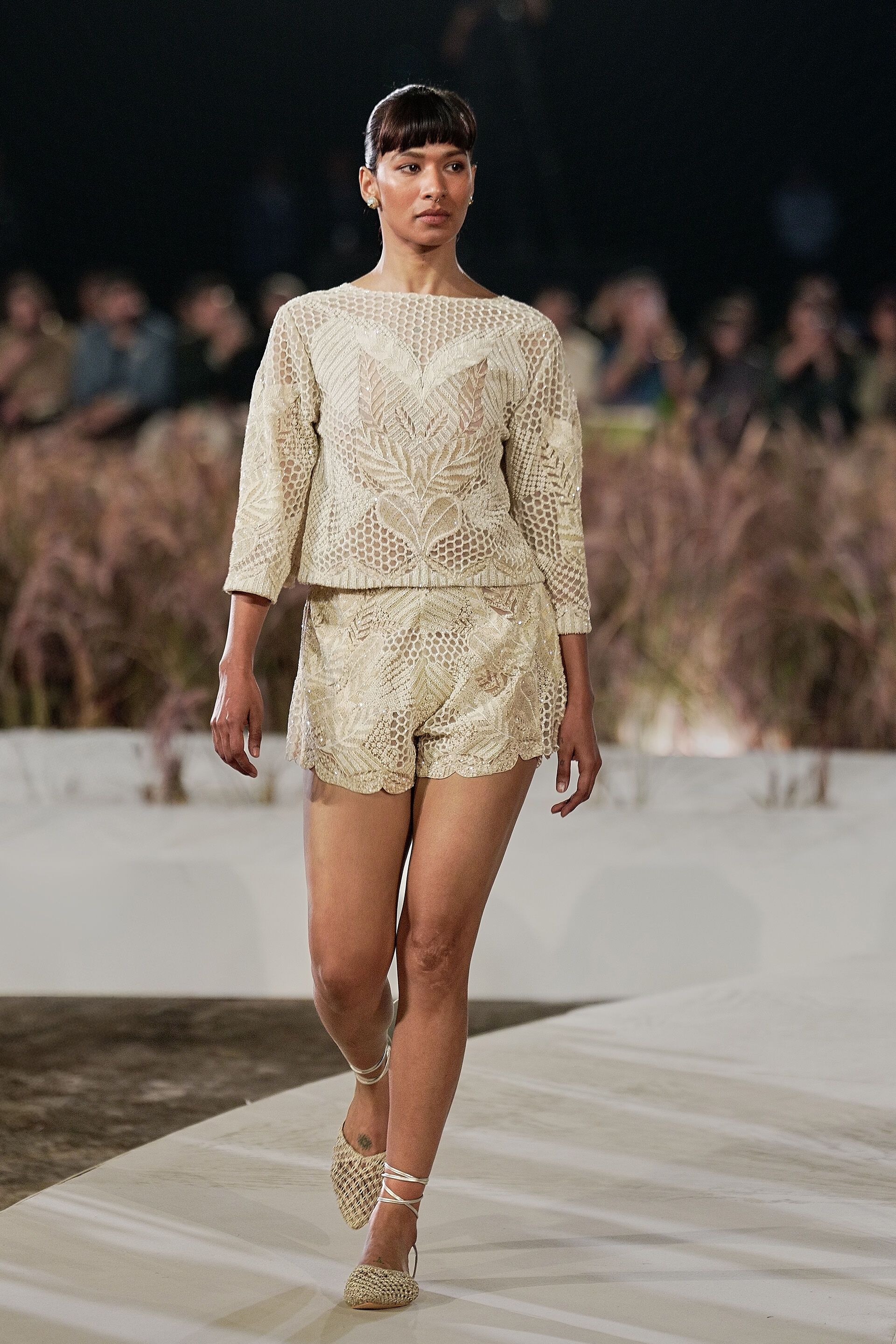 Azilis Embroidered Silk Co-ord - Ivory