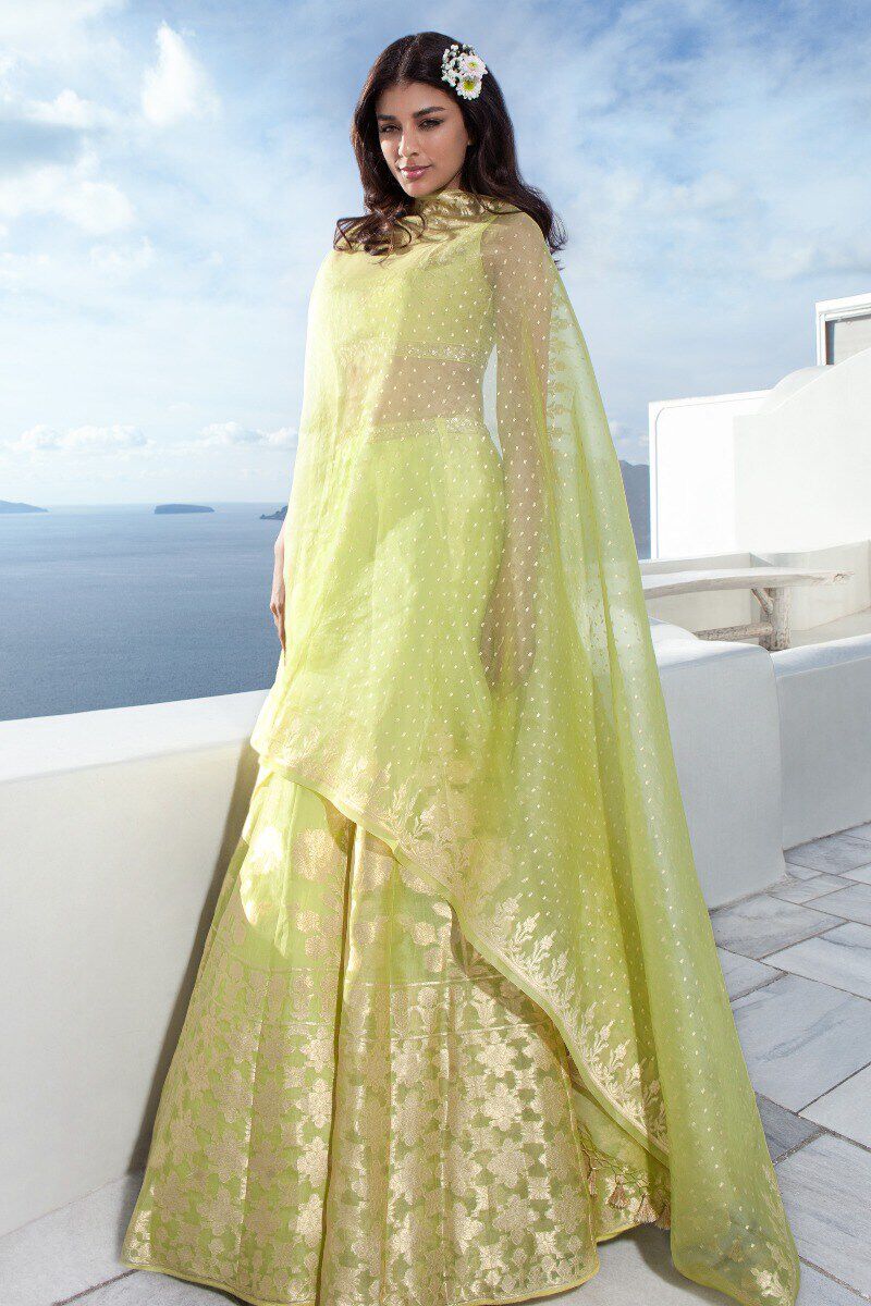 Buy Bridal Amari Lehenga Lime Online From Anita Dongre