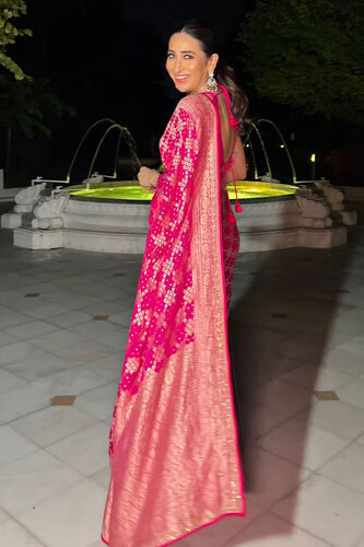Gul Benarasi Silk Gota Patti Saree - Pink, , image 2