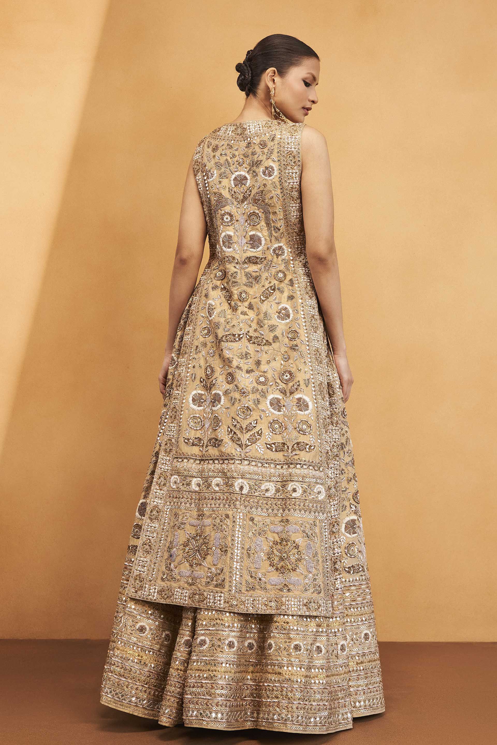 Serenade Of The Woods Gota Patti & Zardozi Silk Lehenga - Gold