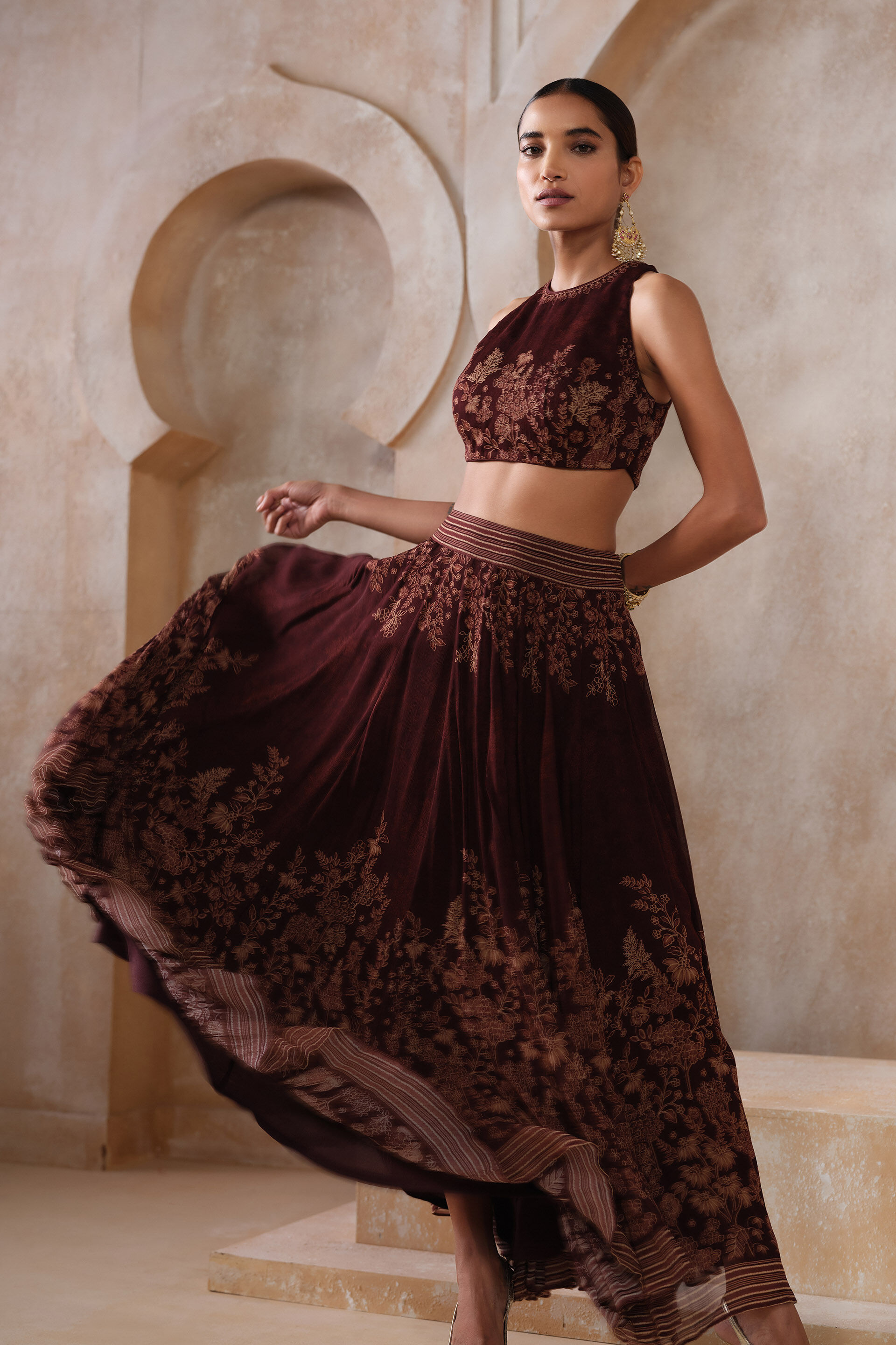 Noorayn Skirt Set - Wine, Wine, image 4