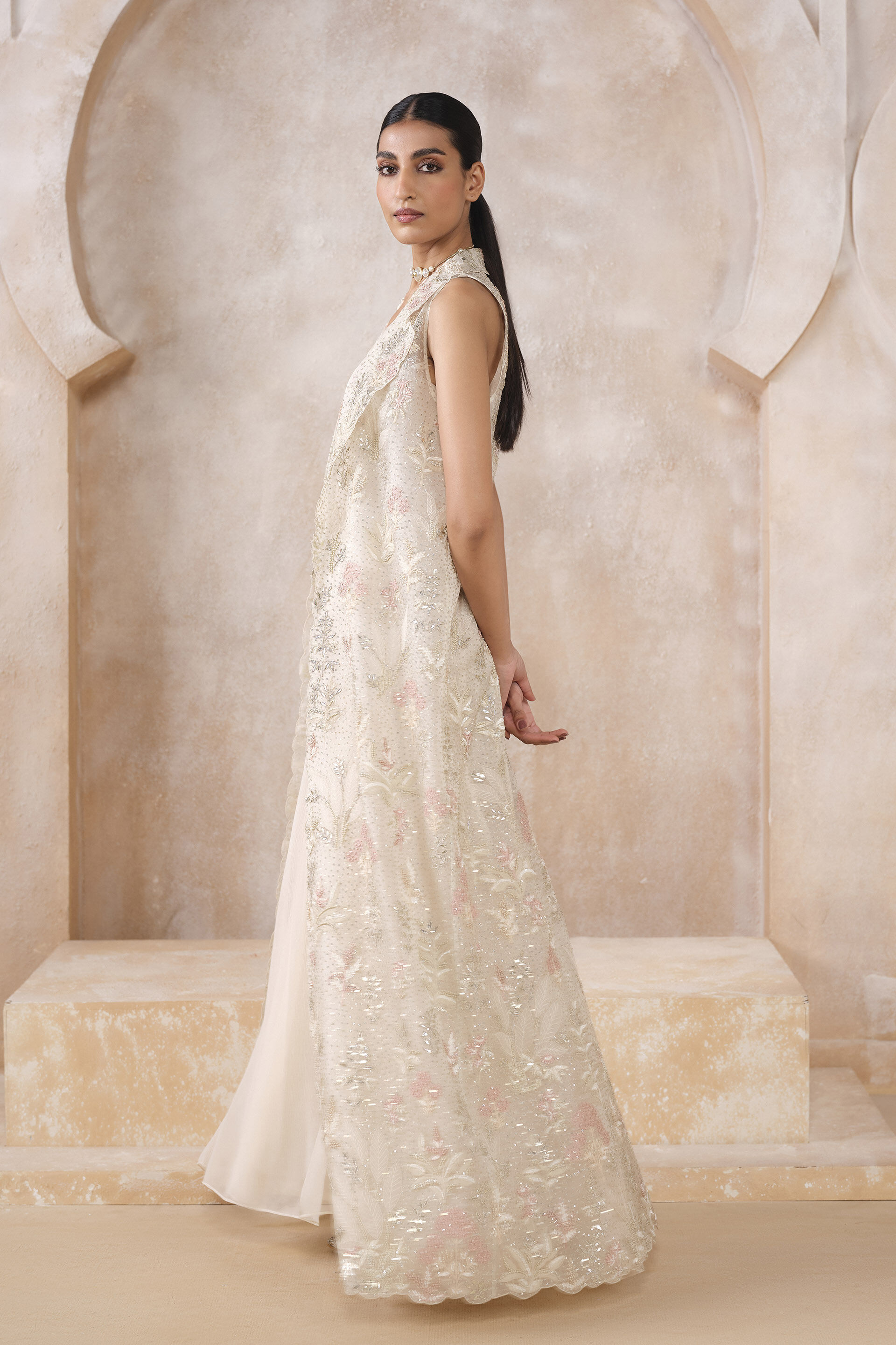 Numa Embroidered Jacket Set - Ivory