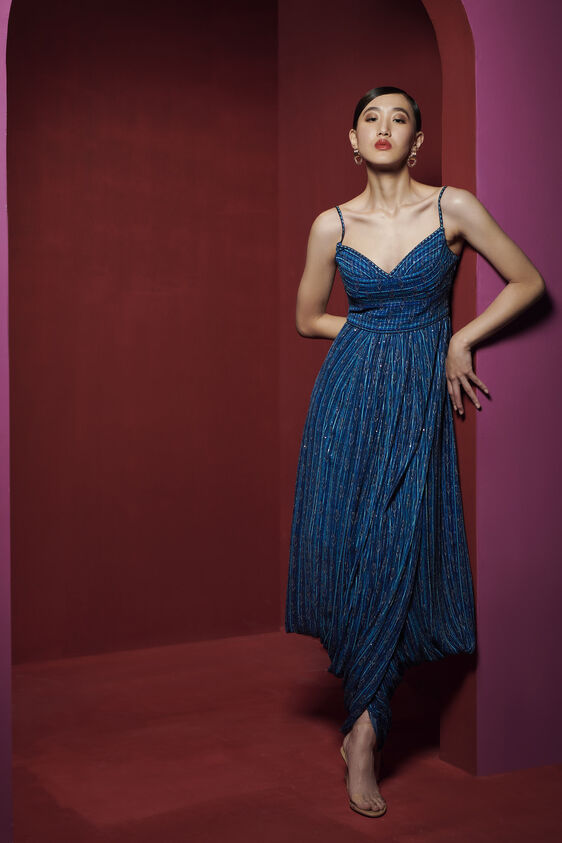 Nightsky Dhoti Dress, Blue, image 1