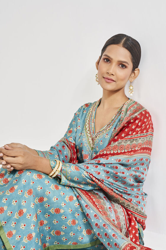 Yahvi Kurta Set, Blue, image 5