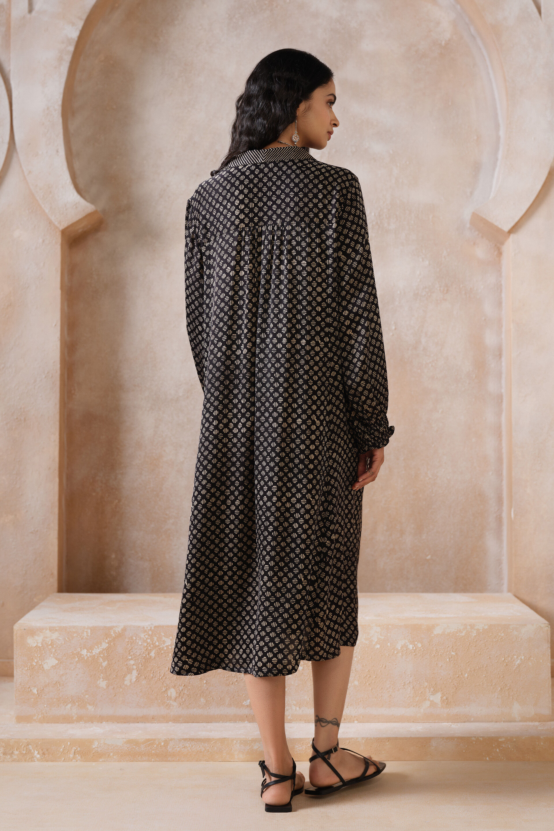 Myrsky Ajrakh Hand-block Printed Dress - Black