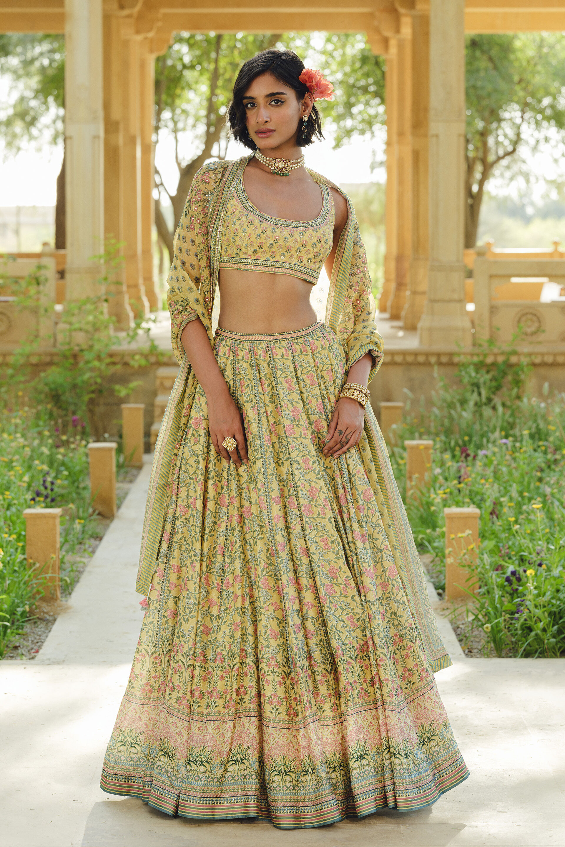 Eliora Silk Lehenga Set - Yellow, Yellow, image 4