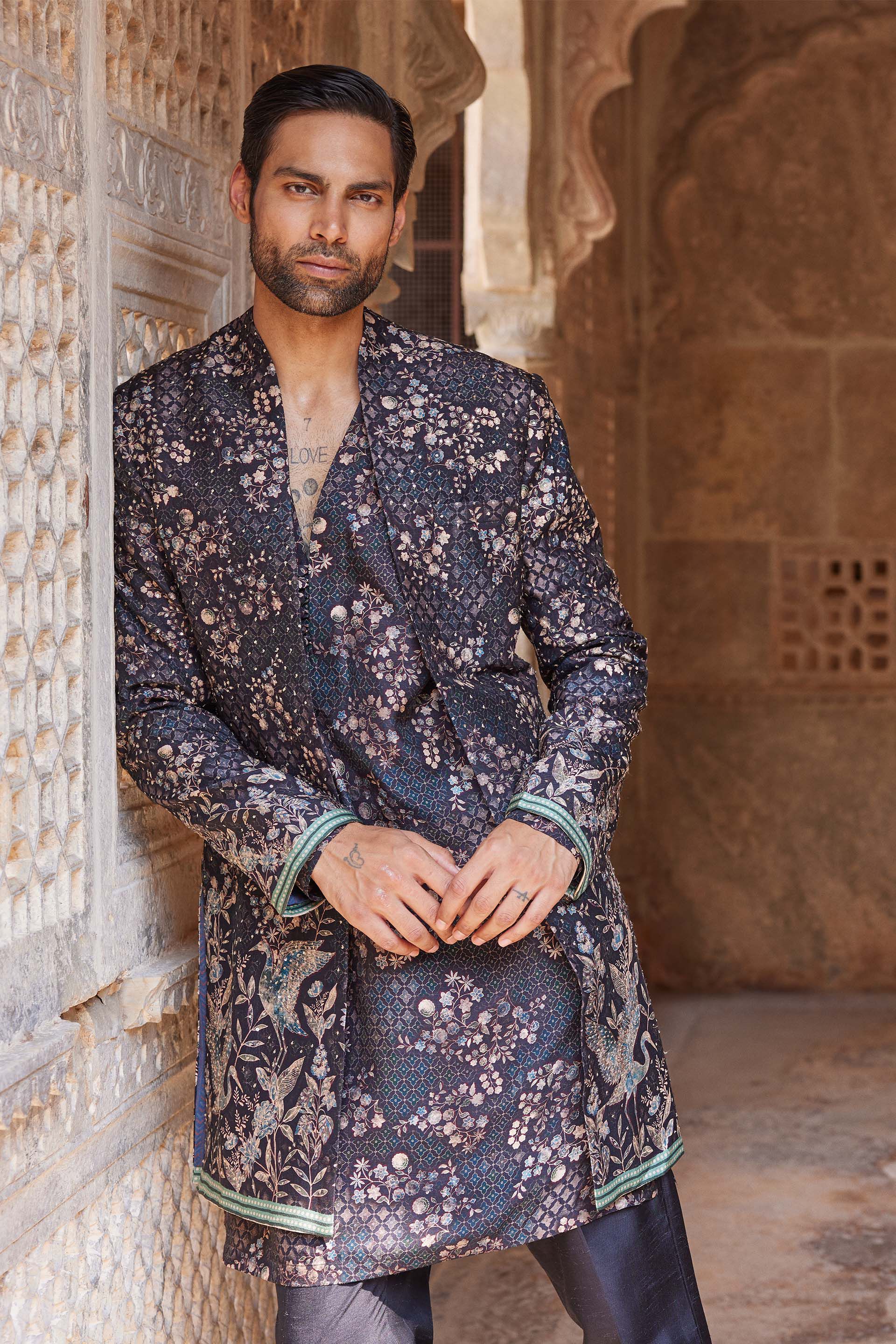 Sherwani printed hot sale