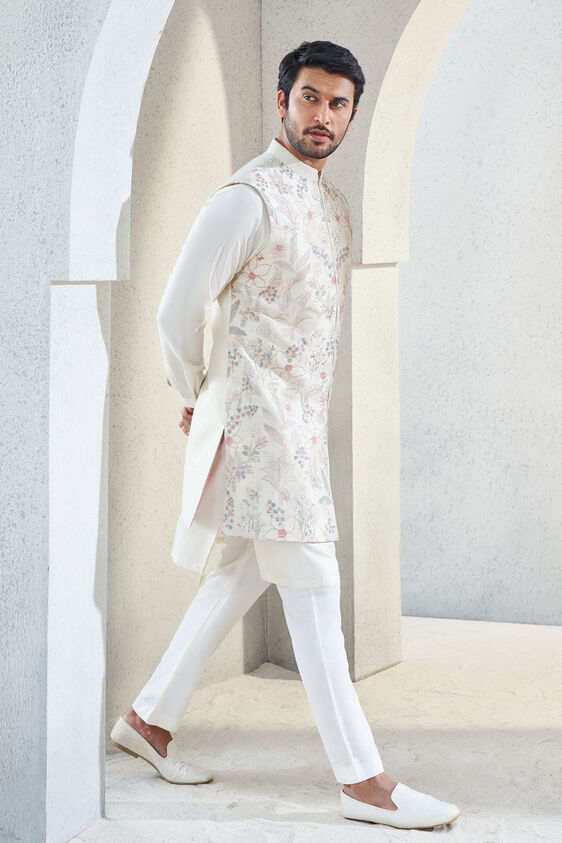 Dhruvam Nehru Jacket, Ivory, image 2