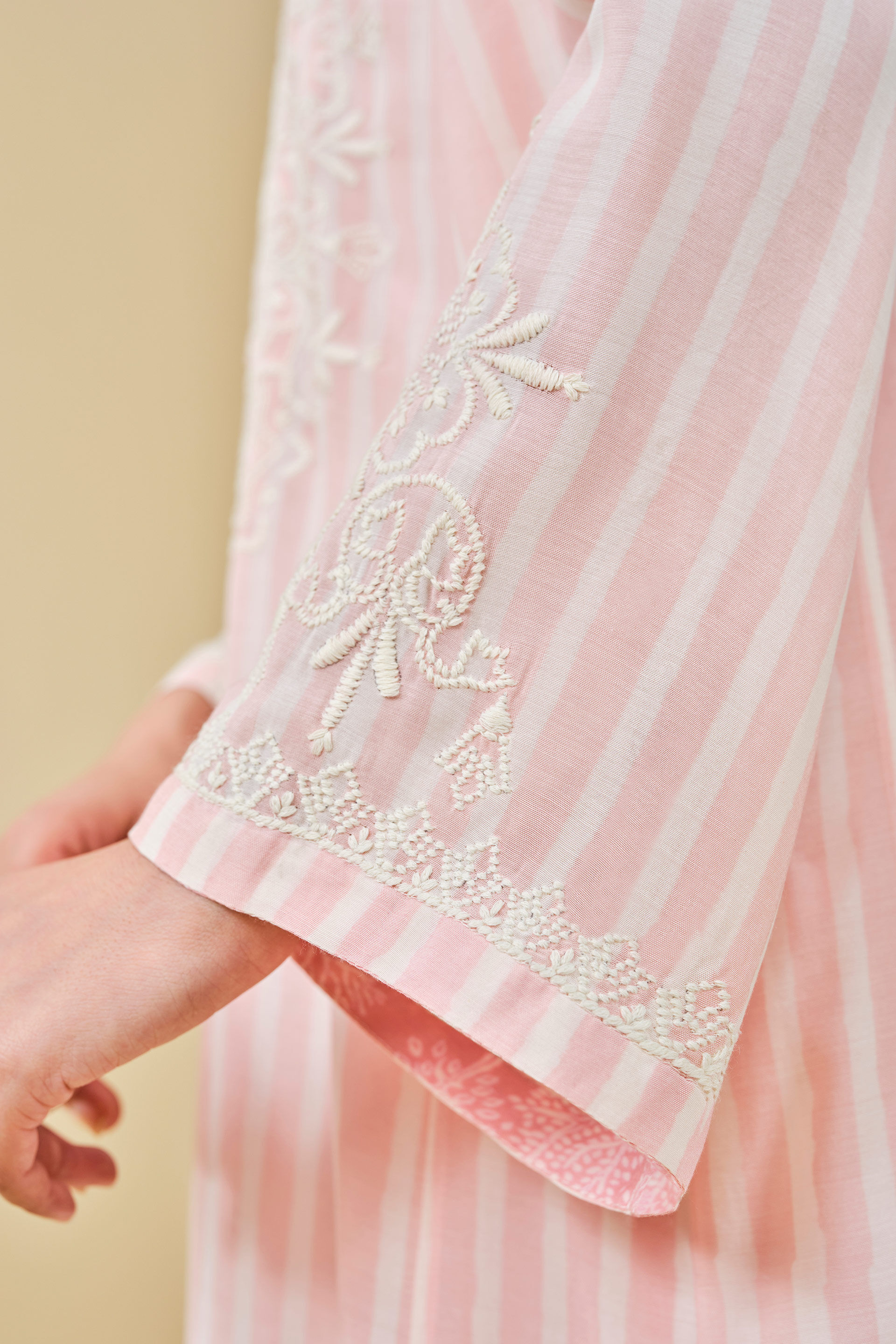 Berry Pluck Hand-block Printed Kaftan - Blush, Blush, image 6