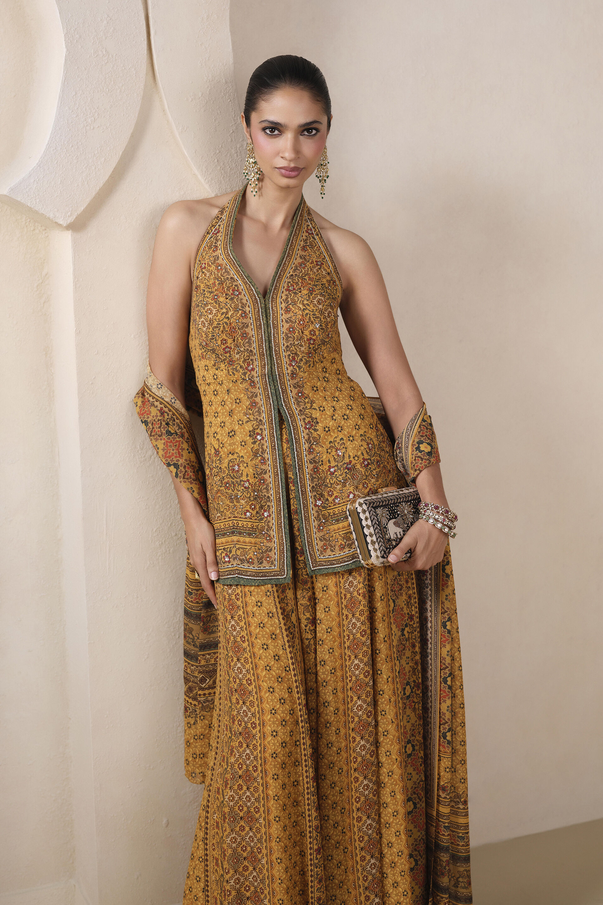 Amara Printed Suit Set in Yellow, Yellow, image 3