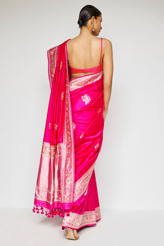 Malavika Benarasi Silk Embroidered Saree - Pink, Pink, image 6