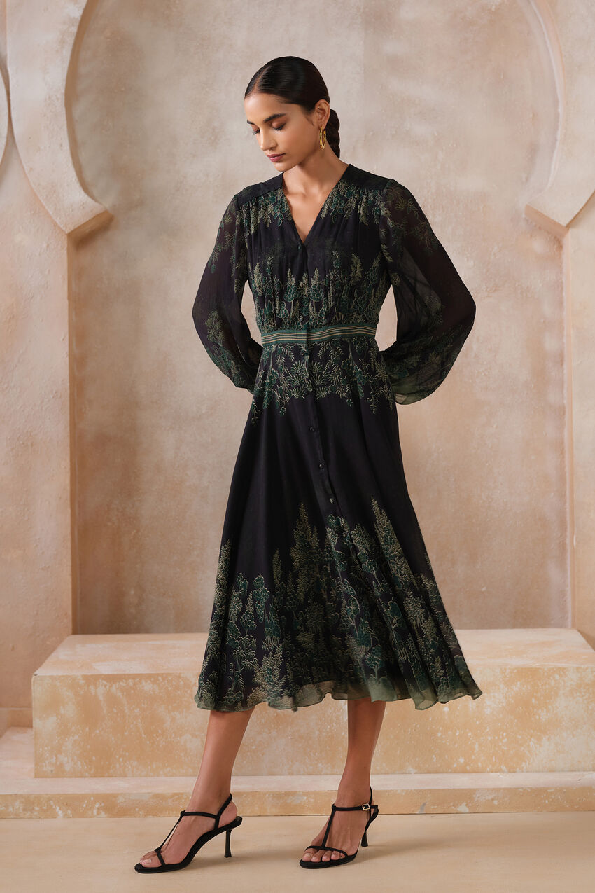 Clothes Women New Style Dress Black Blue Floral Print Wrap Front Ruffle Hem Dress Clothes Women New Style Dress Black Blue Floral Print Wrap Front Ruffle Hem Dress