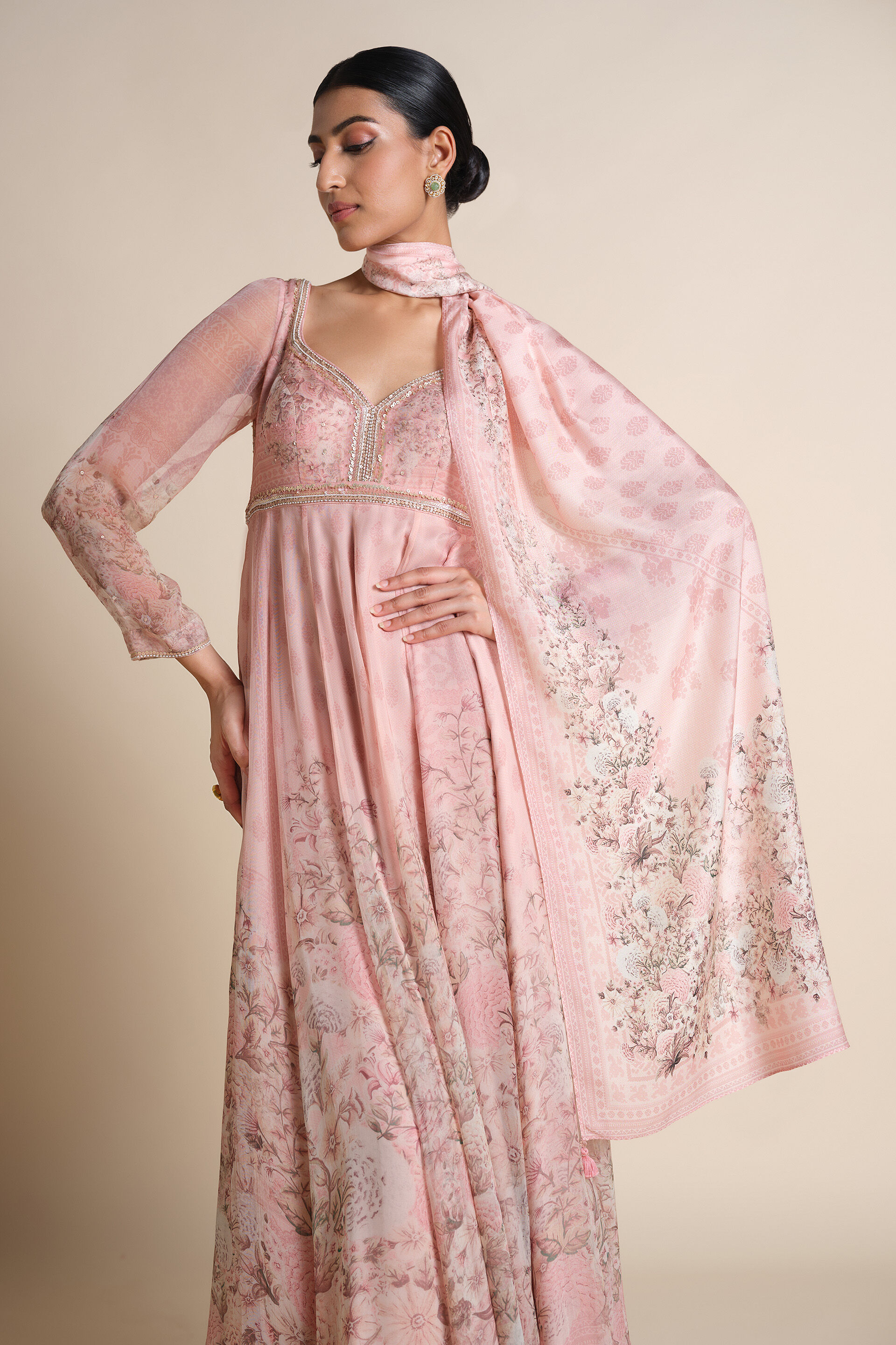 Aria Silk Anarkali Silk Set - Blush, Blush, image 5