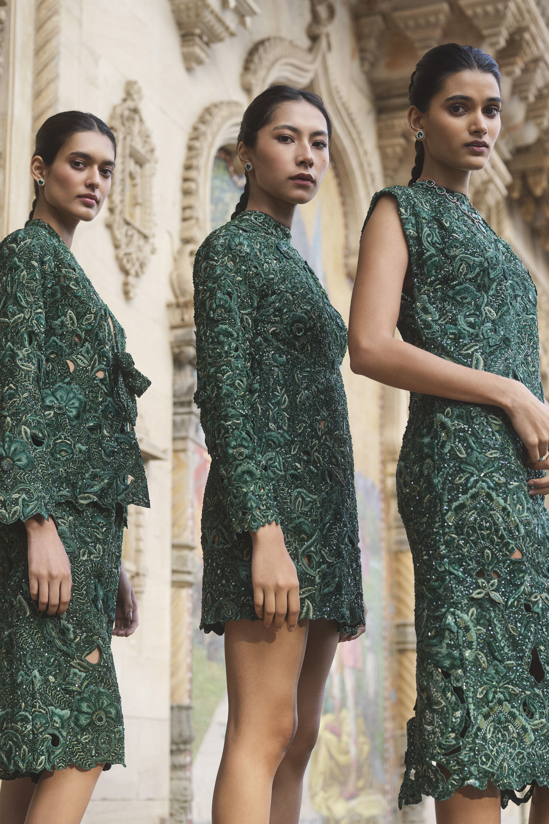 Rainfern Embroidered Applique Dress - Green, Green, image 4