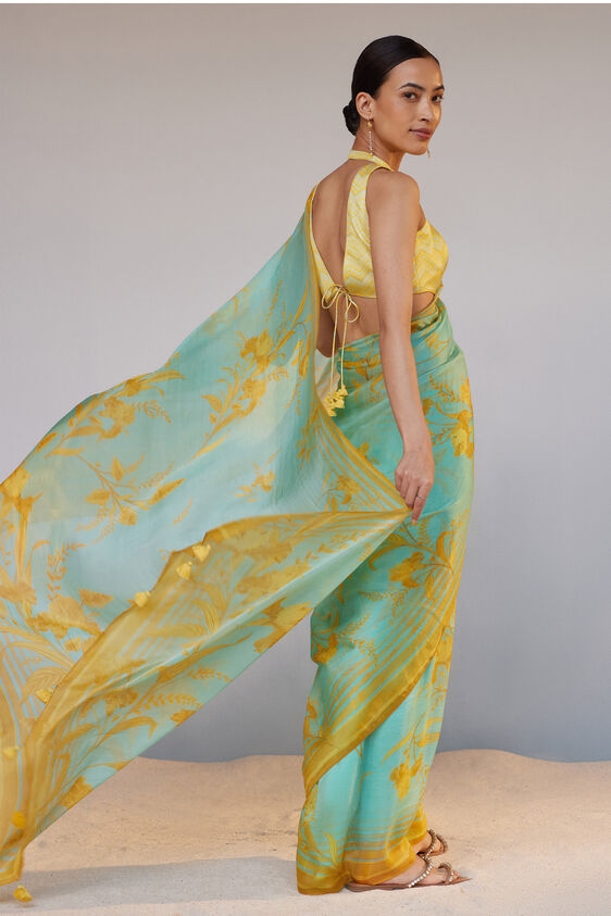 Sama Saree, Aqua, image 3