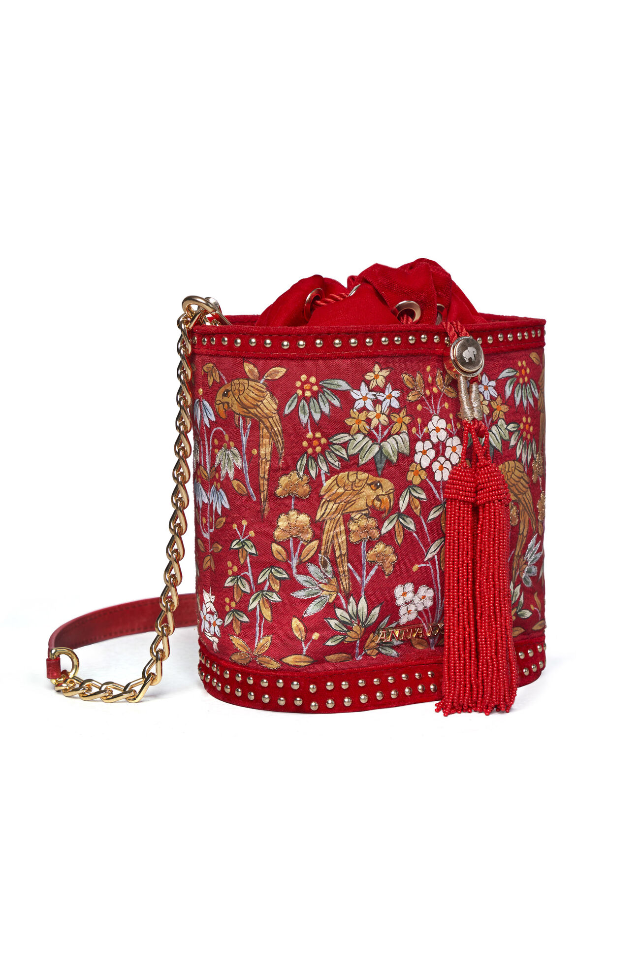 Pichhwai Bucket Bag, Red, image 12