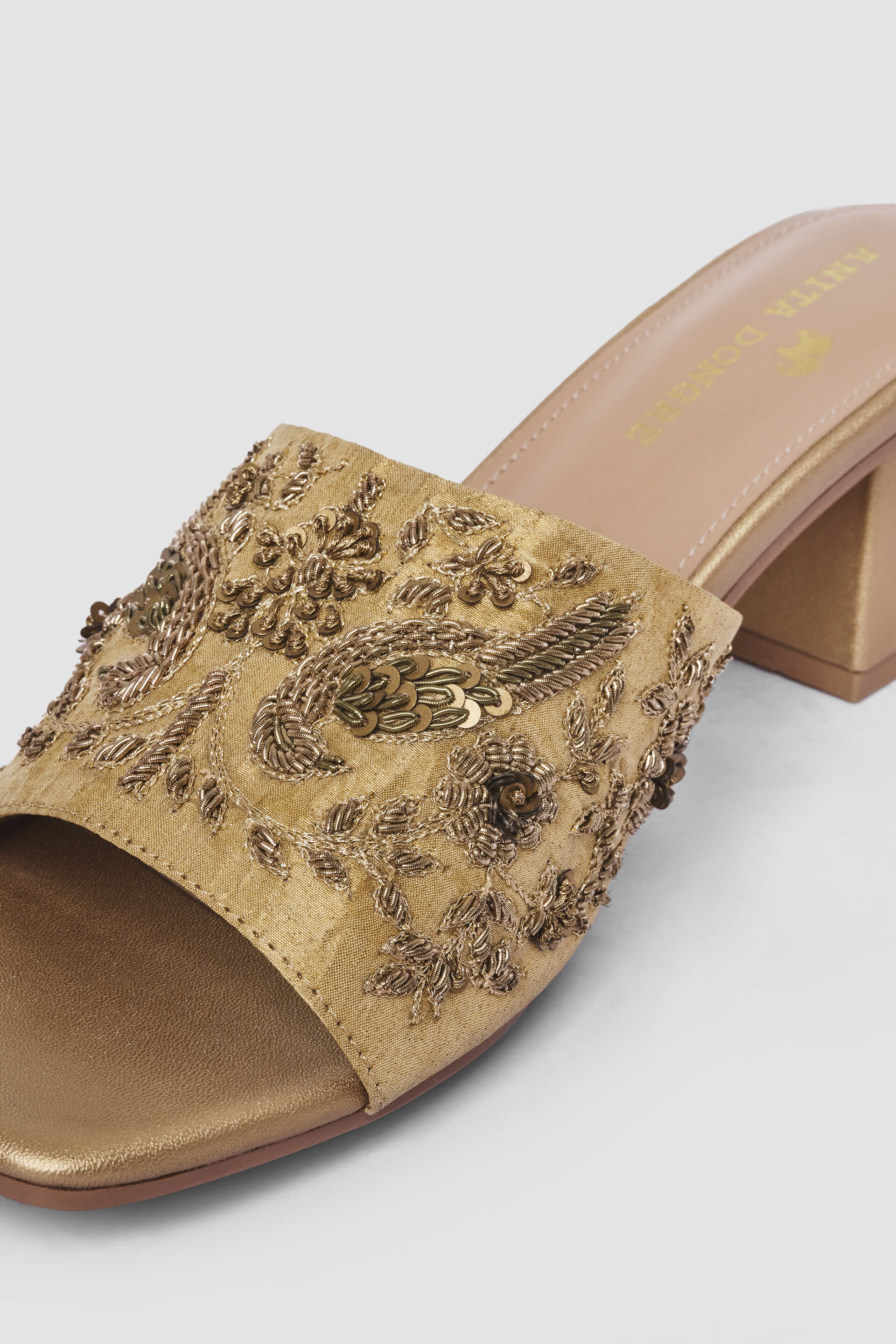 Kabini Hand-embroidered Heels - Gold, Gold, image 4
