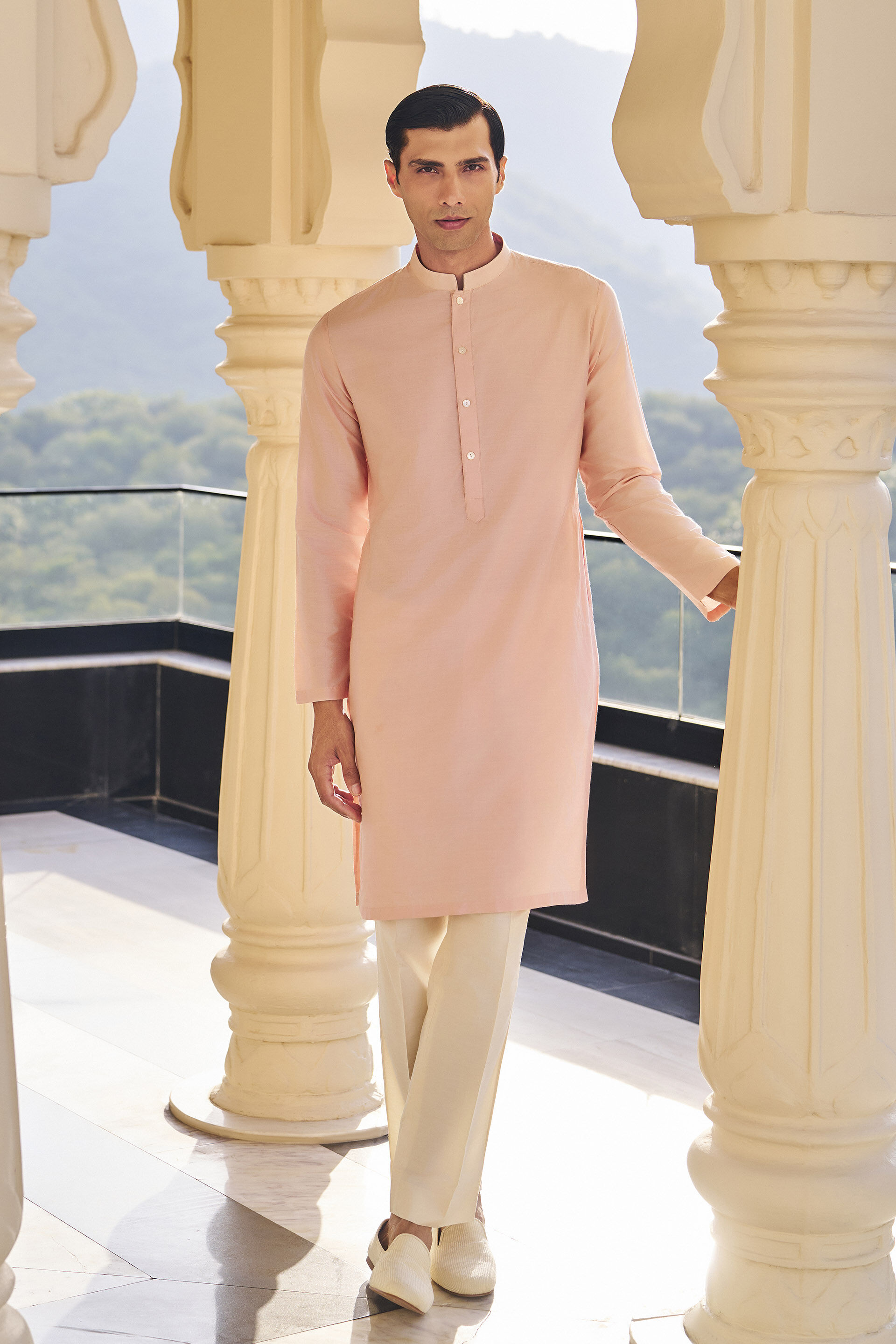 Smyan Pink Silk Kurta