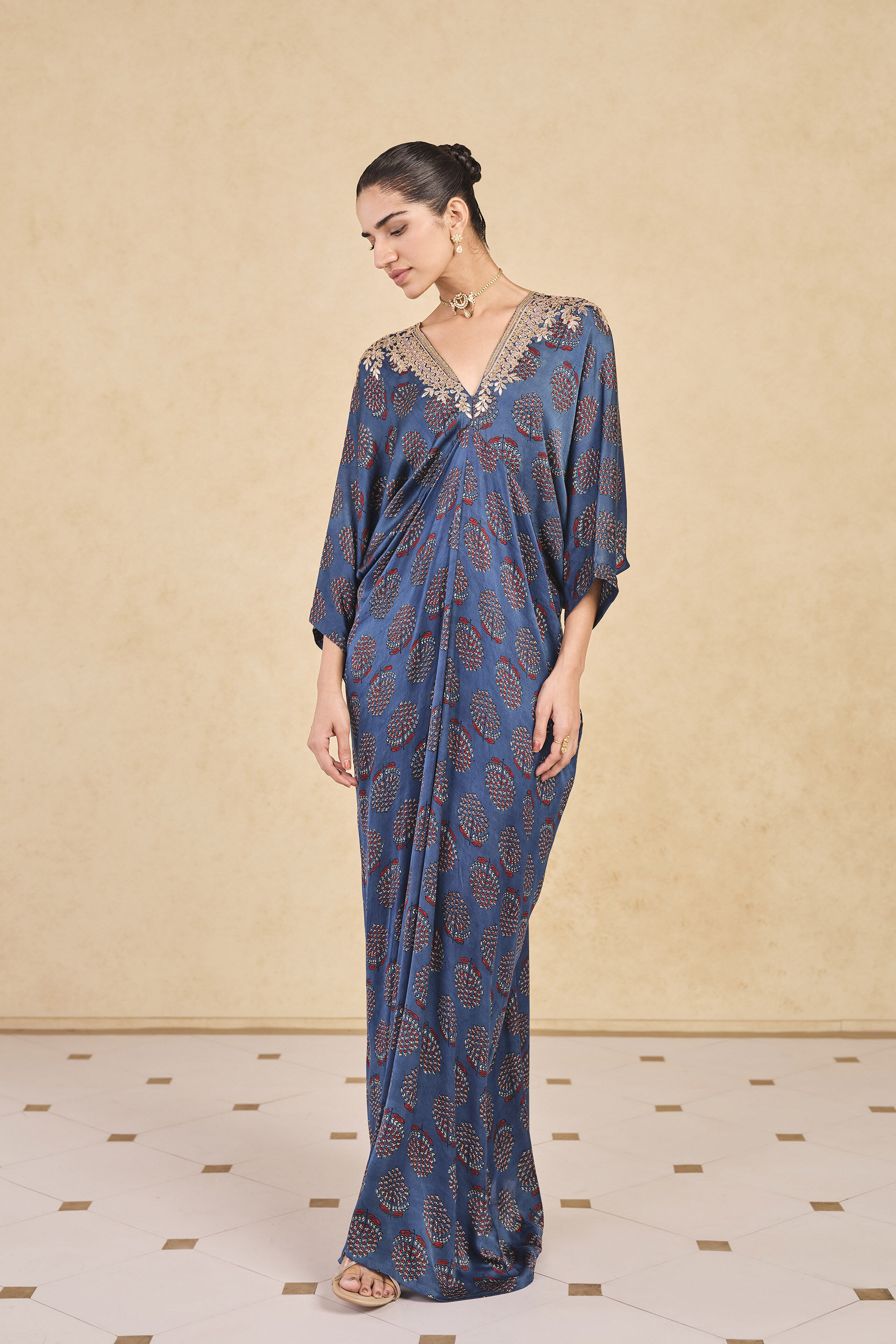 Drongo Printed Kaftan - Blue