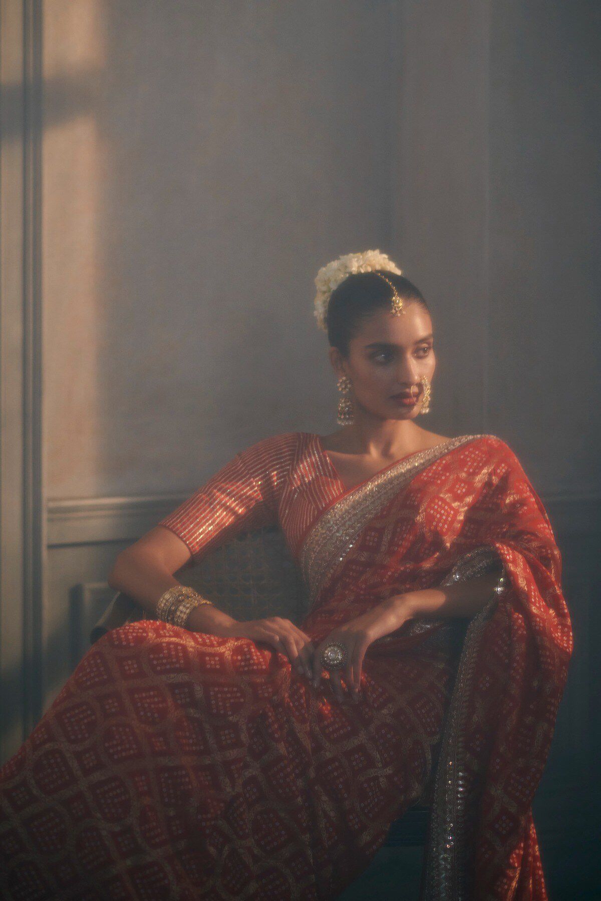 3 - Ganika Saree Set - Red, image 3