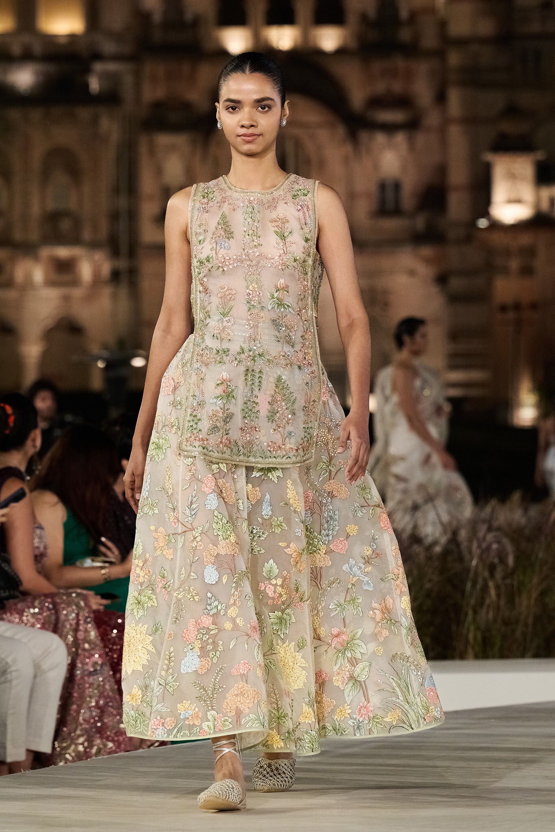 Springfern Hand-painted Picchwai Skirt Set - Ivory