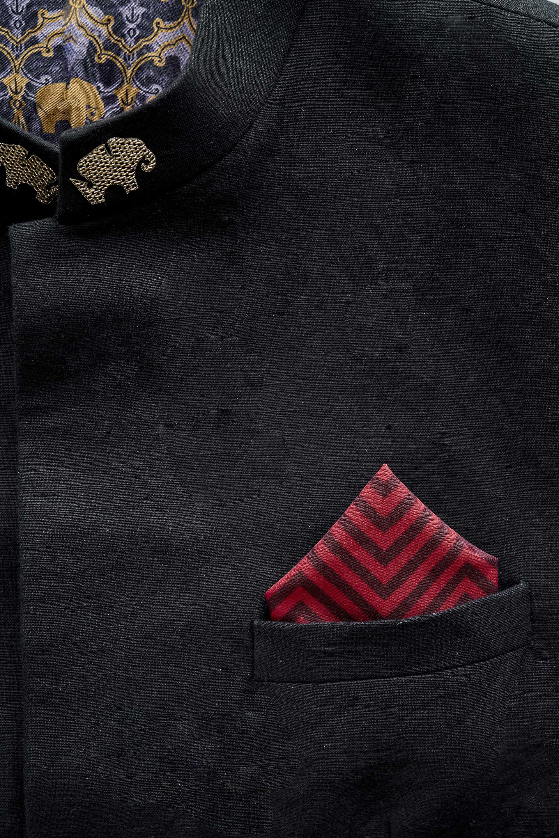 Ishit Pocket Square - Maroon, Maroon, image 3