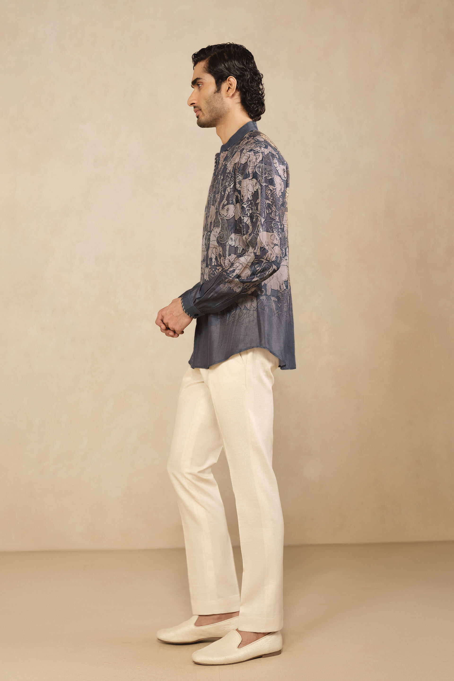 Zyad Silk Shirt - Grey, Grey, image 3