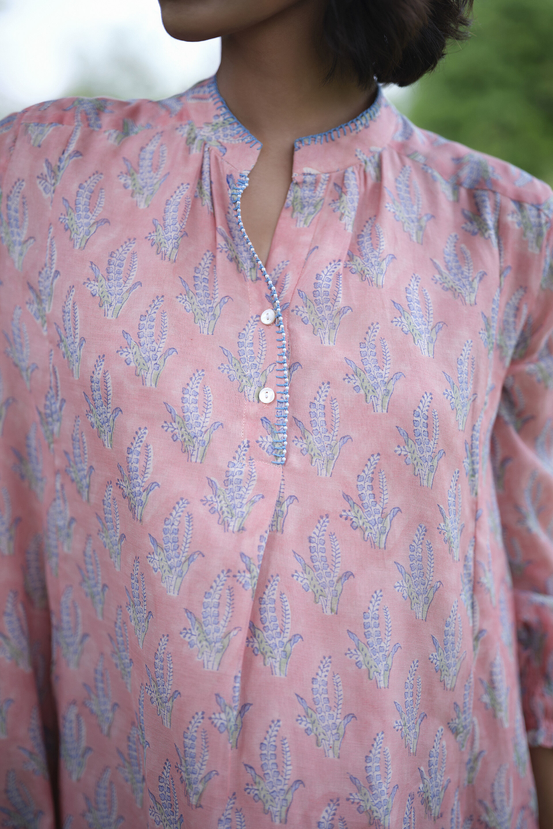 Heather Hand-block Printed Mul Dress - Pink, Pink, image 7