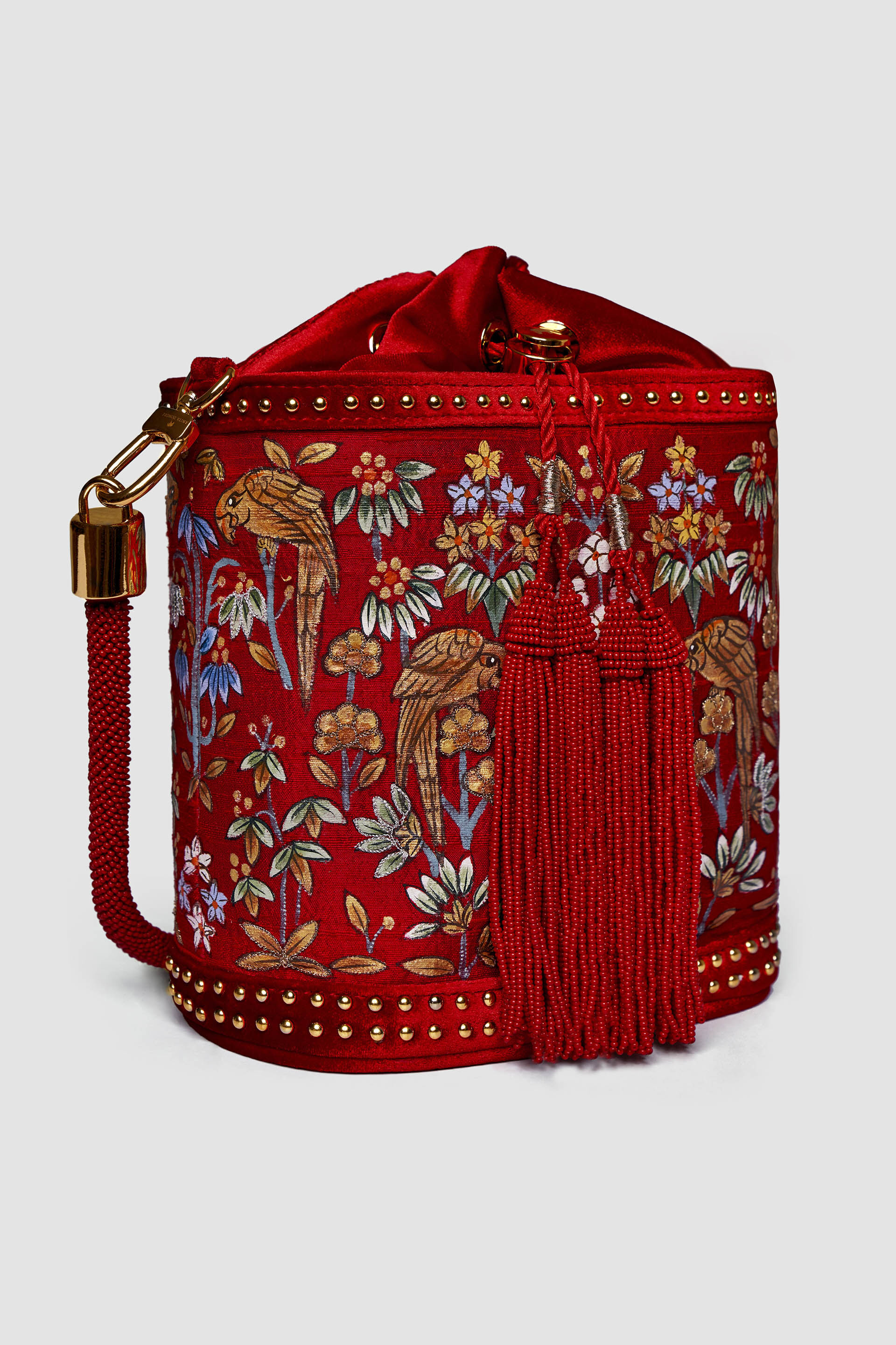 Pichhwai Bucket Bag - Scarlet Red, Red, image 3