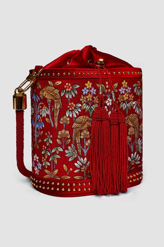 Pichhwai Bucket Bag, Red, image 3