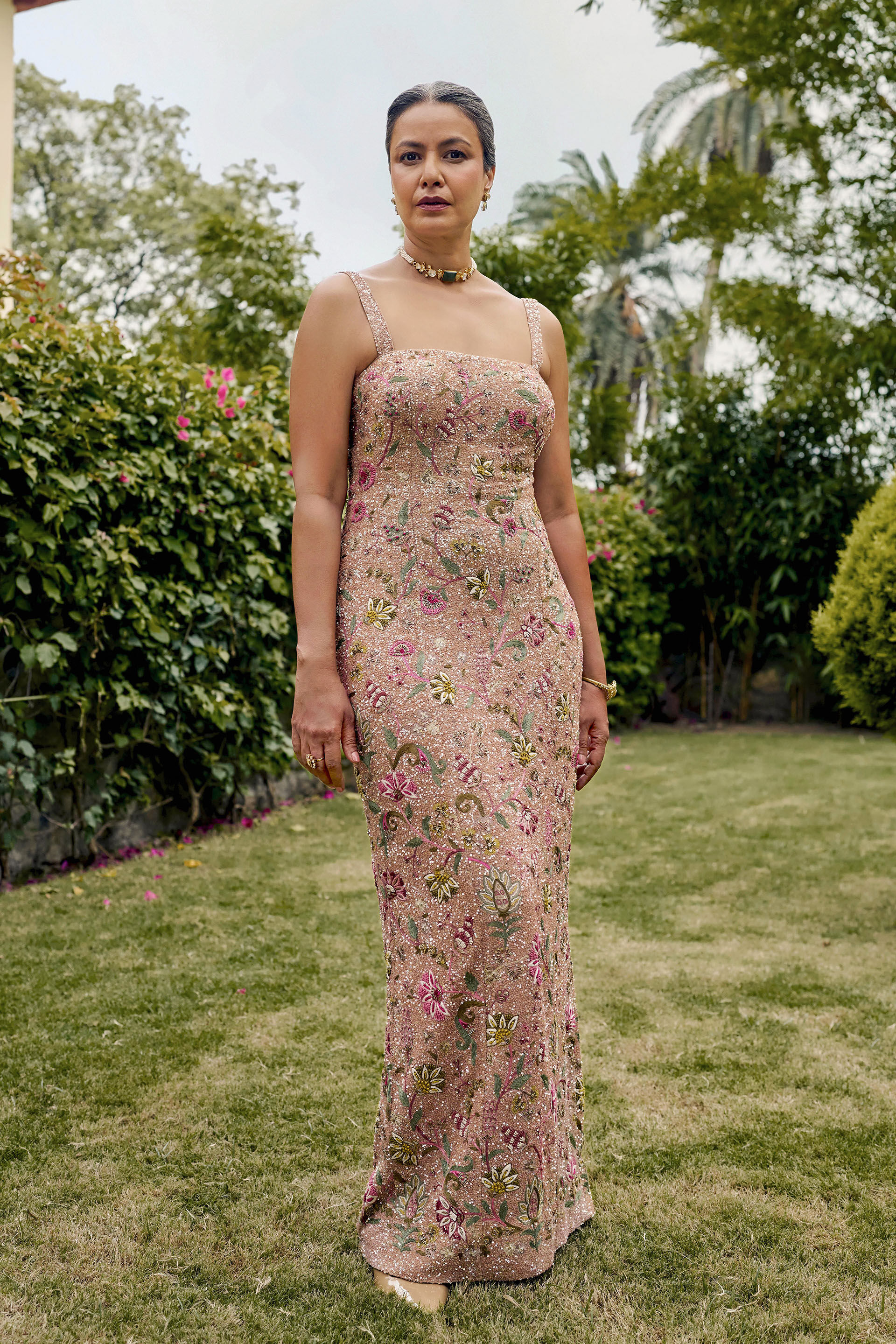 Belonging Embroidered Silk Gown - ​Blush