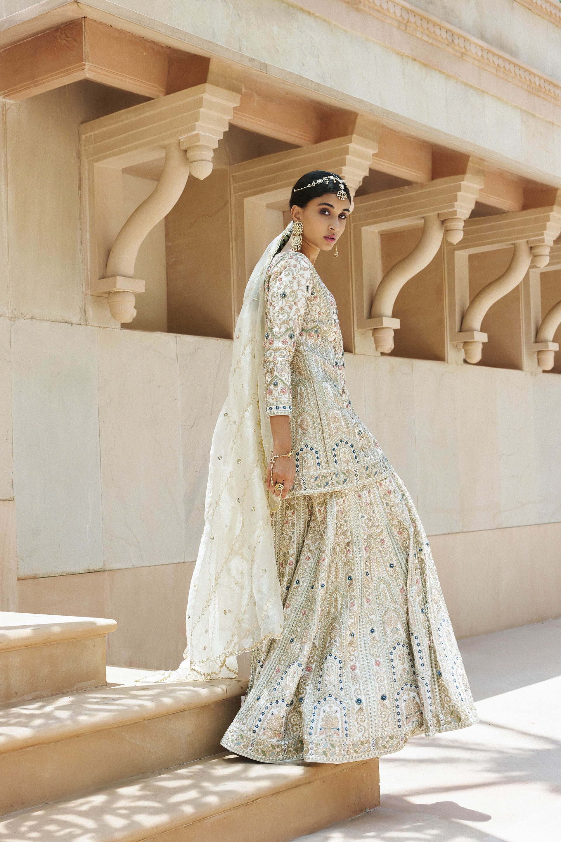 Chand Gota Patti & Resham Silk Gharara Set - Ivory