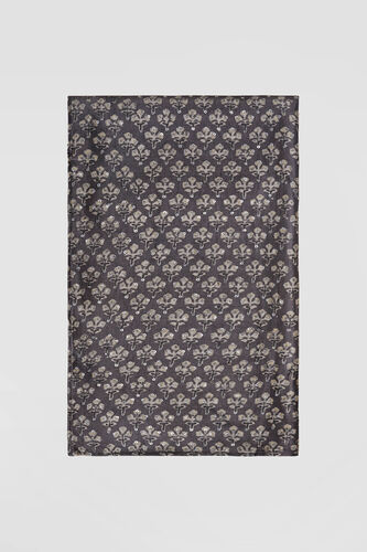 Shravani Ajrakh Hand-block Printed Silk Saree - Grey, Grey, image 9