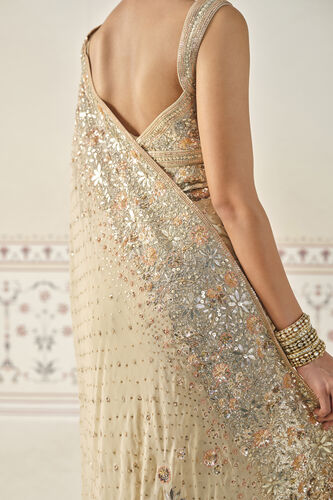 Nabanita Gota Patti Georgette Saree - Flesh, Beige, image 6