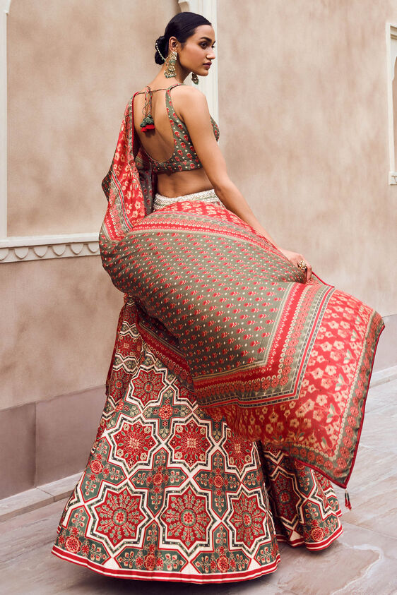 Mayai Lehenga - Red, Red, image 4