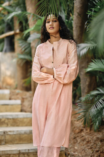 Panorama Handcrafted Bandhani Linen Coord, Blush, image 4