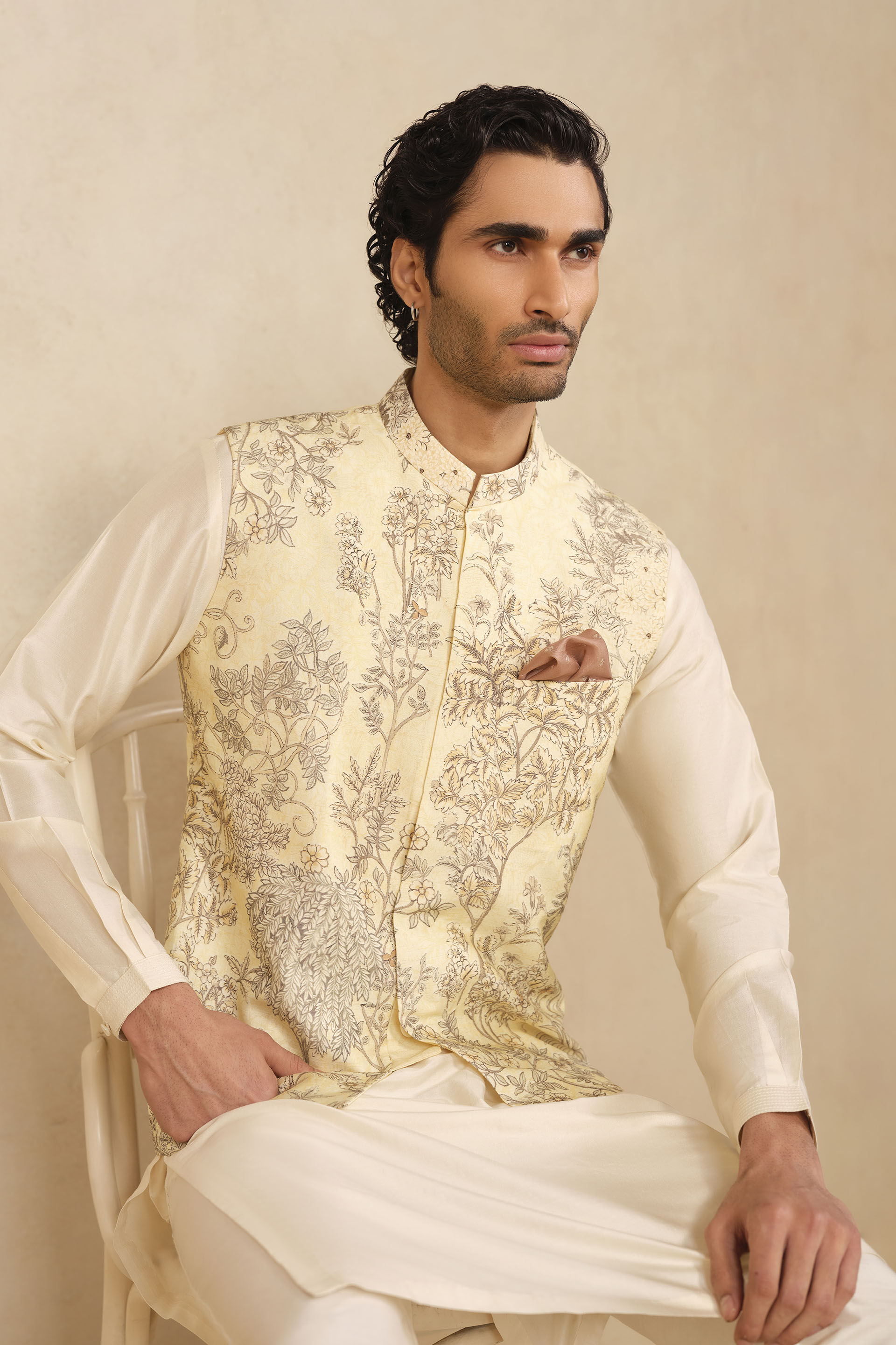 Arnav Nehru Jacket - Cream, Cream, image 4