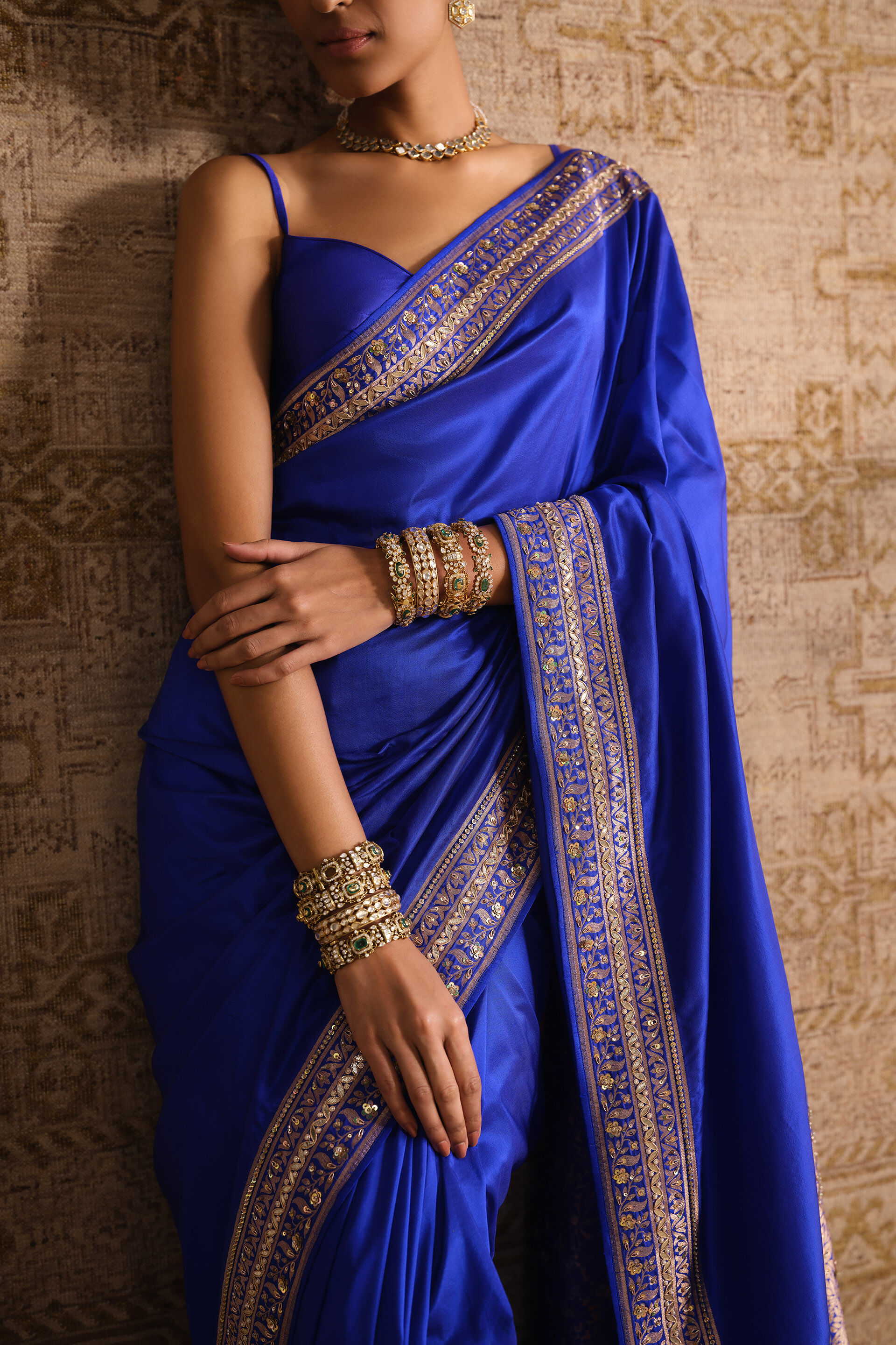 Sumarni Handwoven Benarasi Silk Saree, Blue, image 4