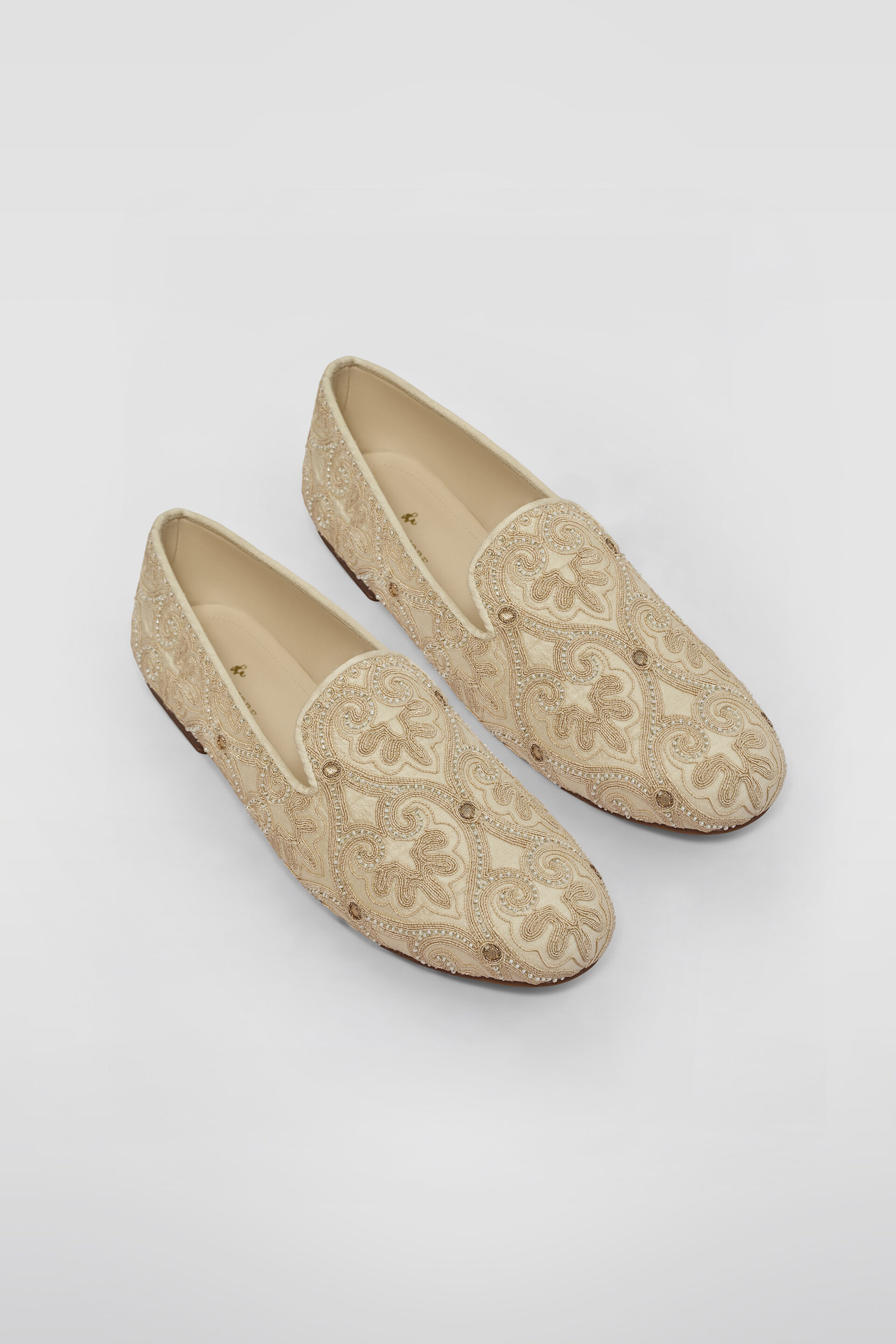 Vismay Gota Patti Silk Mojris - Ivory