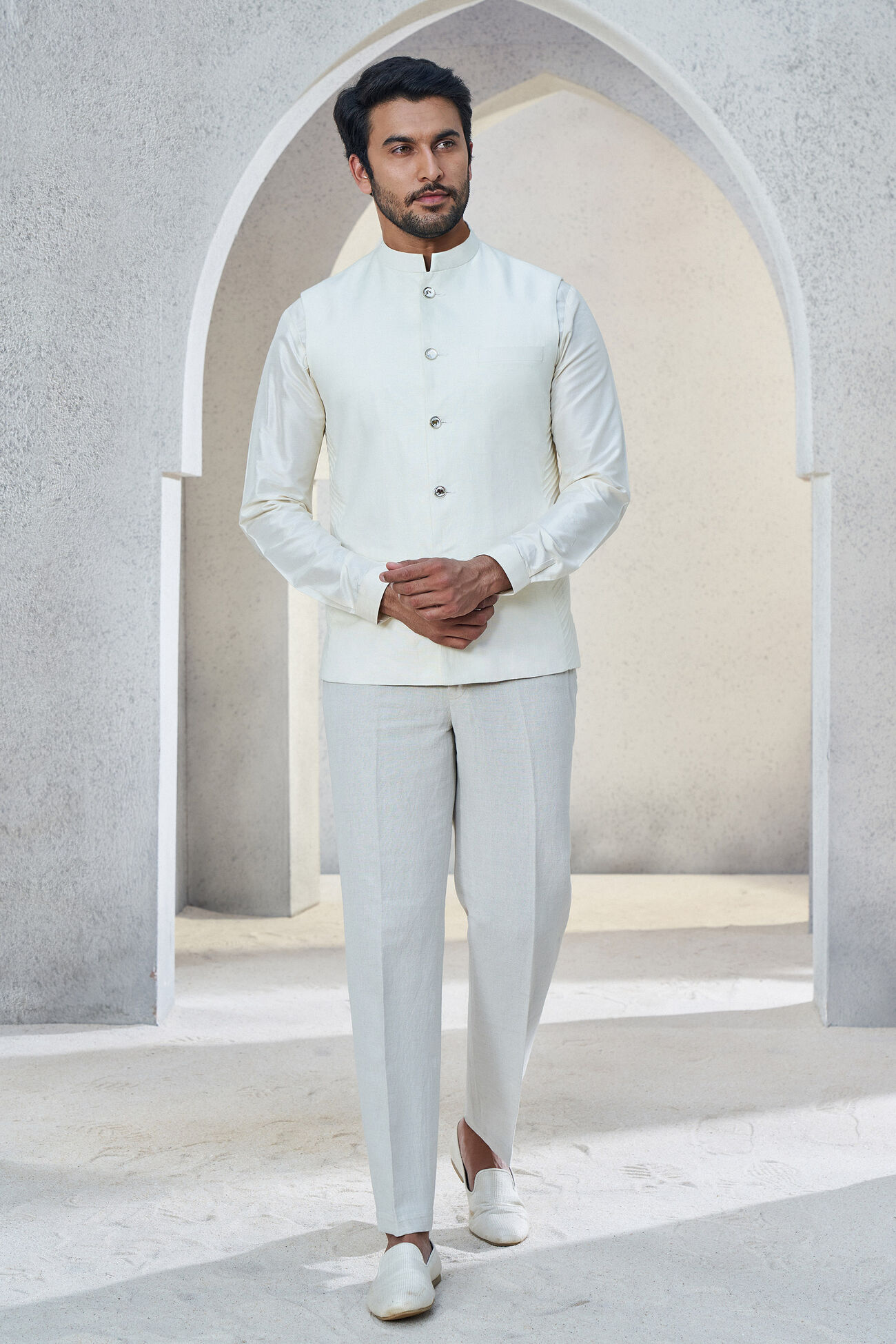 Shwar Nehru Jacket, Ivory, image 1